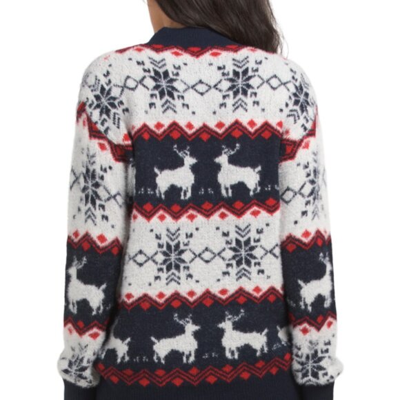 NEW  COCOBLEU Reindeer Sweater Navy Multi for women 168tn - Picture 2 of 4